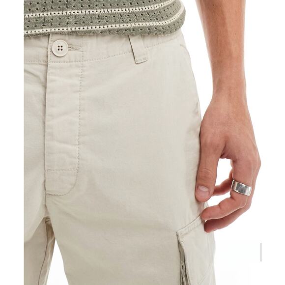 French Connection Mens Khaki Cargo Shorts Sz Large Beige Stone 10" Inseam Unisex - Picture 5 of 13